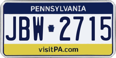 PA license plate JBW2715