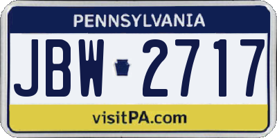 PA license plate JBW2717