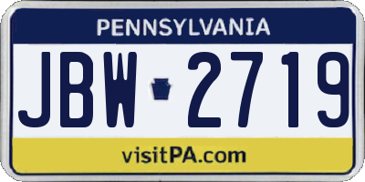 PA license plate JBW2719