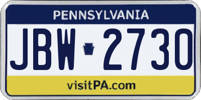 PA license plate JBW2730