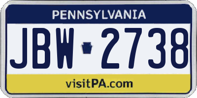 PA license plate JBW2738