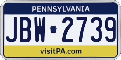 PA license plate JBW2739