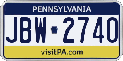 PA license plate JBW2740
