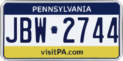 PA license plate JBW2744