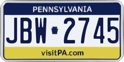 PA license plate JBW2745