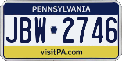 PA license plate JBW2746