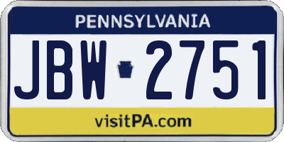 PA license plate JBW2751