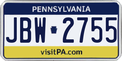 PA license plate JBW2755
