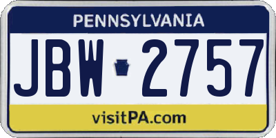 PA license plate JBW2757
