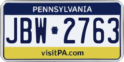 PA license plate JBW2763