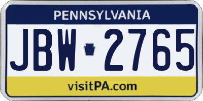 PA license plate JBW2765