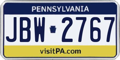 PA license plate JBW2767