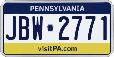 PA license plate JBW2771