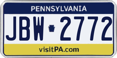 PA license plate JBW2772