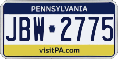 PA license plate JBW2775