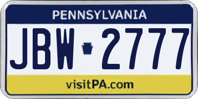 PA license plate JBW2777