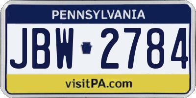 PA license plate JBW2784