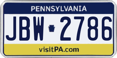 PA license plate JBW2786
