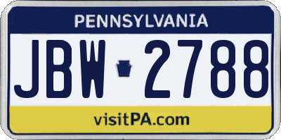 PA license plate JBW2788