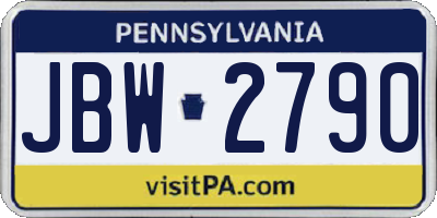 PA license plate JBW2790