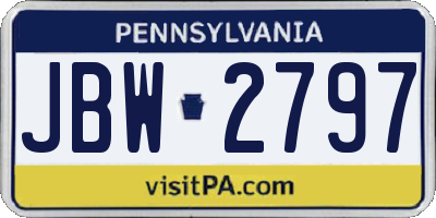 PA license plate JBW2797