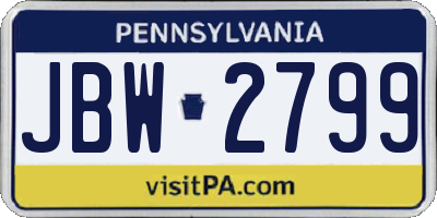PA license plate JBW2799
