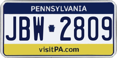PA license plate JBW2809