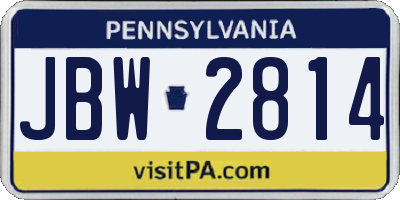 PA license plate JBW2814