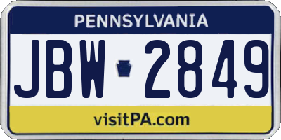 PA license plate JBW2849