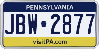 PA license plate JBW2877