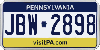 PA license plate JBW2898