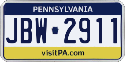 PA license plate JBW2911