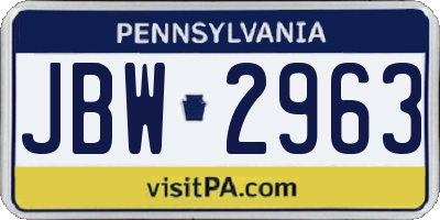 PA license plate JBW2963