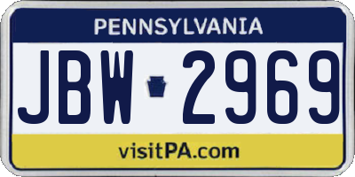 PA license plate JBW2969