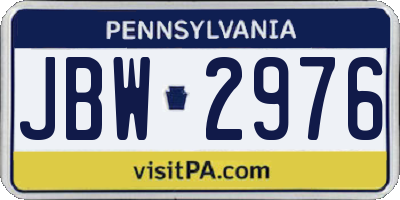 PA license plate JBW2976