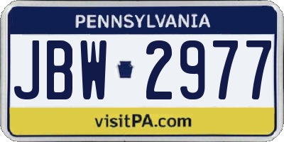 PA license plate JBW2977