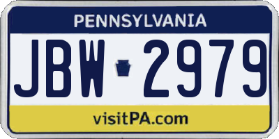 PA license plate JBW2979