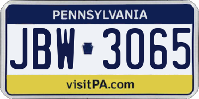 PA license plate JBW3065