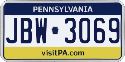 PA license plate JBW3069