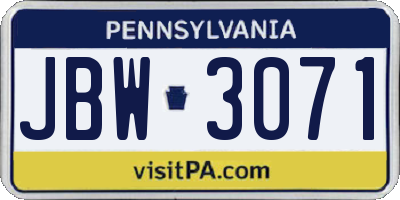 PA license plate JBW3071