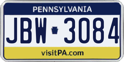 PA license plate JBW3084