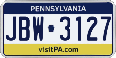 PA license plate JBW3127