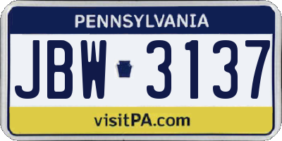 PA license plate JBW3137