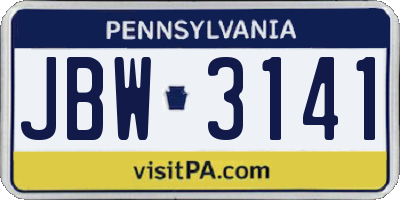 PA license plate JBW3141