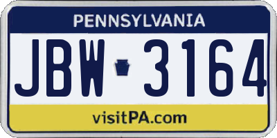 PA license plate JBW3164
