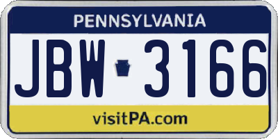 PA license plate JBW3166