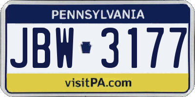 PA license plate JBW3177