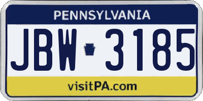 PA license plate JBW3185