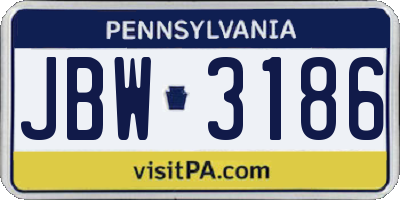 PA license plate JBW3186