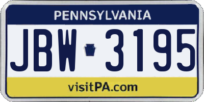 PA license plate JBW3195